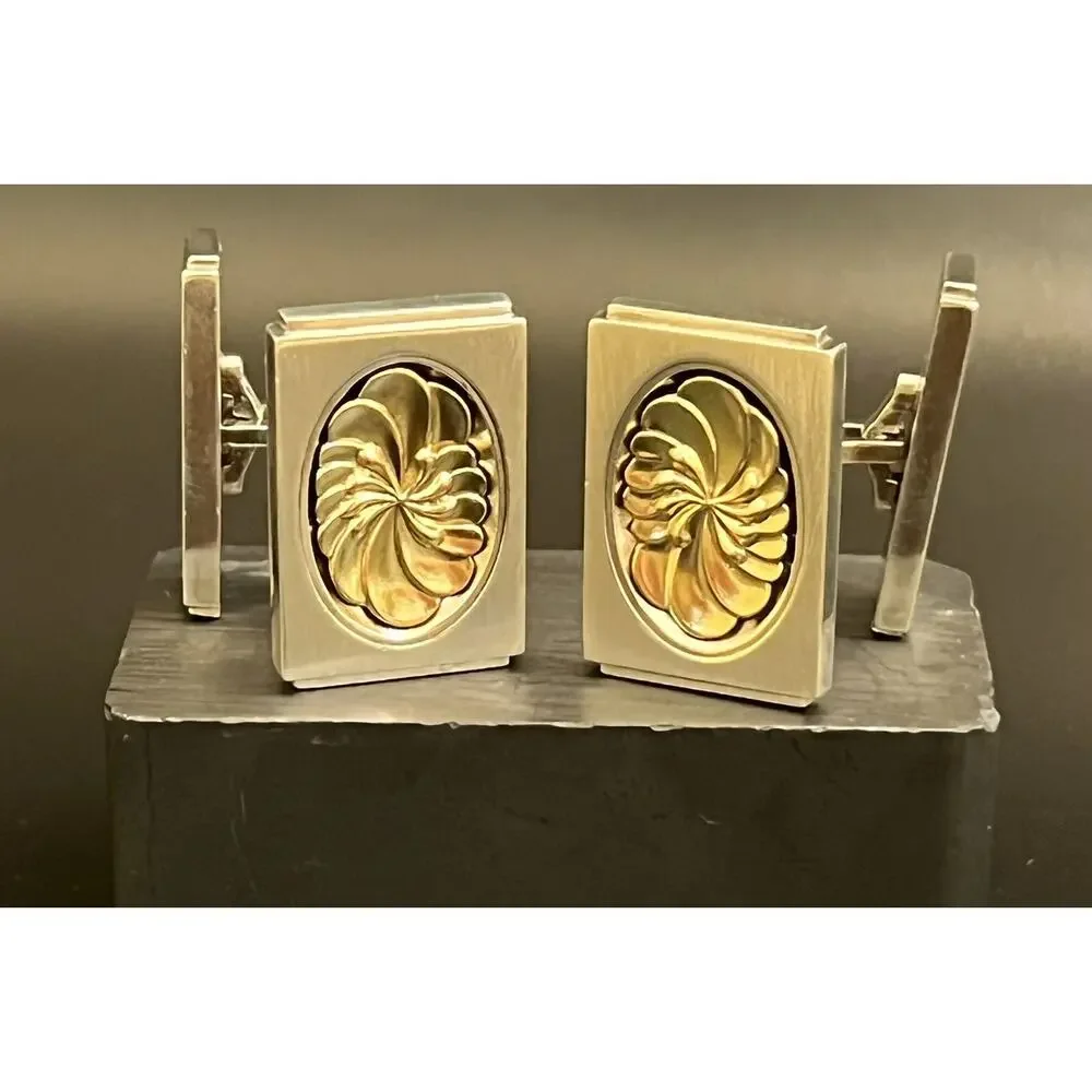 Georg Jensen Danish Denmark Sterling Silver and Gold Overlay Cufflinks No 59A